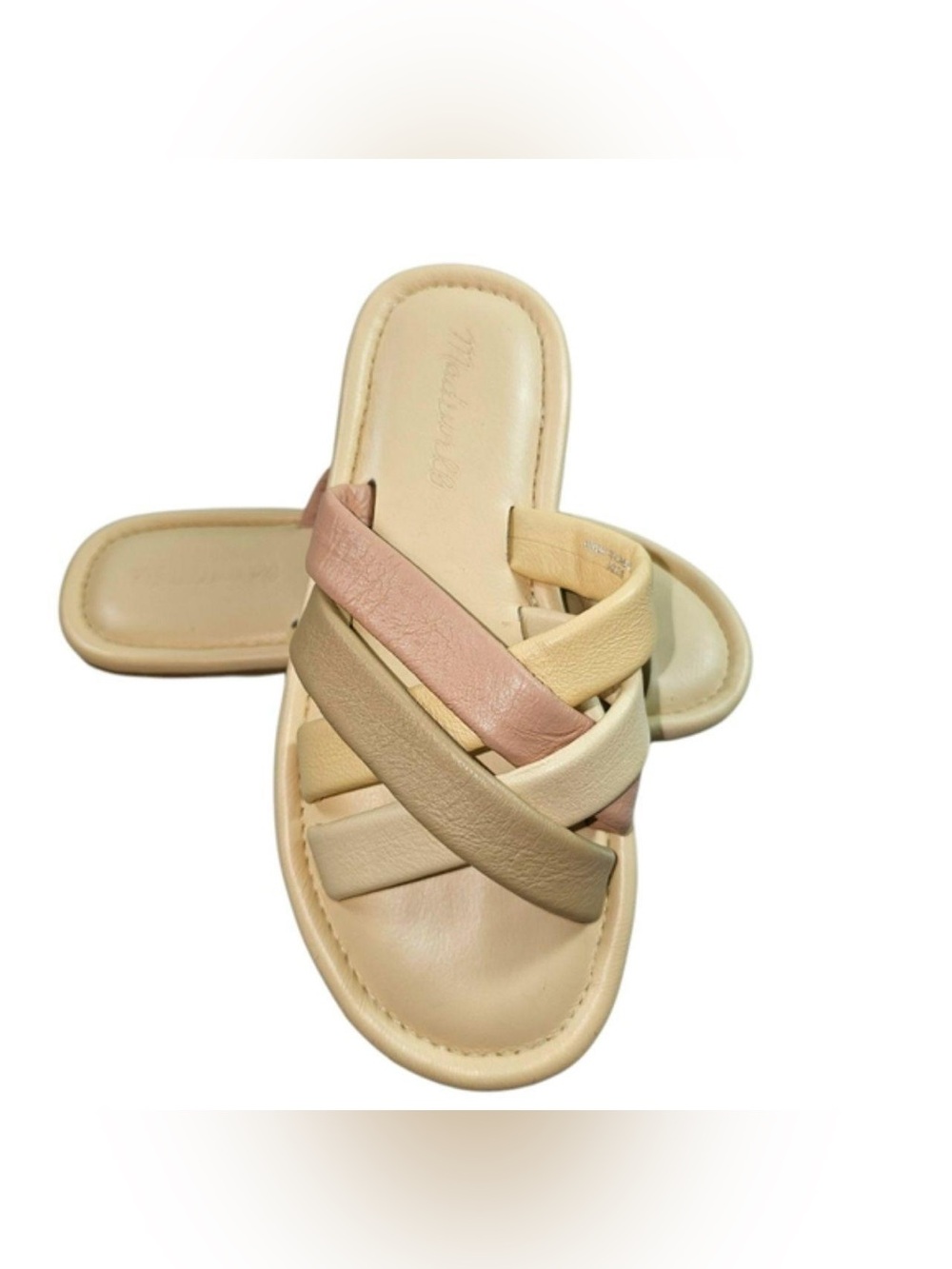 Madewell The Leeandra Puffy Leather Woven Slides Sandals size 10.5